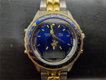 Beverly Hills Polo Club Blue Face Men's Wristwatch Gold Bezel Gold/Silver Band
