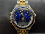 Beverly Hills Polo Club Blue Face Men's Wristwatch Gold Bezel Gold/Silver Band