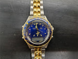 Beverly Hills Polo Club Blue Face Men's Wristwatch Gold Bezel Gold/Silver Band