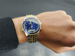 Beverly Hills Polo Club Blue Face Men's Wristwatch Gold Bezel Gold/Silver Band