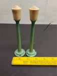 Vtg 6" Pair Metal Green White Trainset Lamp Posts Lionel Marx Dispaly O Scale