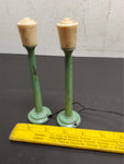 Vtg 6" Pair Metal Green White Trainset Lamp Posts Lionel Marx Dispaly O Scale