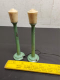 Vtg 6" Pair Metal Green White Trainset Lamp Posts Lionel Marx Dispaly O Scale