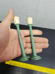 Vtg 6" Pair Metal Green White Trainset Lamp Posts Lionel Marx Dispaly O Scale