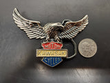 Vtg Silver Eagle Kawasaki Motor Cycles Z1 KZ GL 70's Men's Women's Belt Buckle