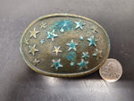Vtg Men's/Women's Brass Star Belt Buckle Unique Collectible Patriotic USA Nice