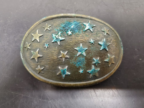 Vtg Men's/Women's Brass Star Belt Buckle Unique Collectible Patriotic USA Nice