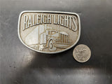 Vtg Pewter Belt Buckle Trucking Raleigh Lights Mens/Women's Accessory 18-Wheeler