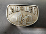 Vtg Pewter Belt Buckle Trucking Raleigh Lights Mens/Women's Accessory 18-Wheeler
