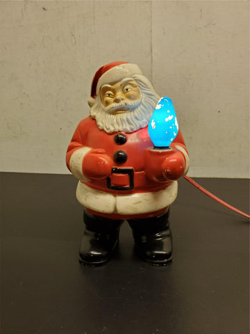Vtg Royal 7 1/2"Hard Plastic Mold Light Up Santa Claus 1950'S Christmas Decorate