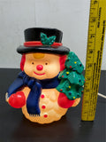 Vtg Plastic Electric Light-Up Snowman Top Hat 7 1/2” Unbranded Old Syle Plug-in