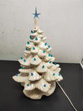 Vtg 18" Iridescent Ceramic Light Up White Christmas Tree Unbranded Decoration VF