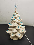 Vtg 18" Iridescent Ceramic Light Up White Christmas Tree Unbranded Decoration VF