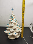 Vtg 18" Iridescent Ceramic Light Up White Christmas Tree Unbranded Decoration VF