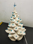 Vtg 18" Iridescent Ceramic Light Up White Christmas Tree Unbranded Decoration VF
