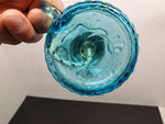 Vtg Aqua Blue Miniature Set of Matching Oil/Kerosene Lamps Made in Hong Kong
