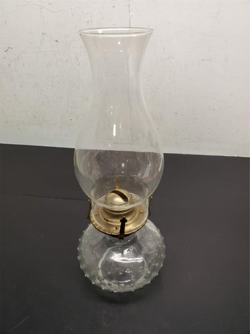 Vtg Gorgeous 13" Kerosene/Oil Lamp Gold Base 4 Gold Prongs Classy Victorian Era
