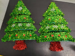 Vtg Pair of Wall Hanging Christmas Tree Decorations (13X10") Holidays Ornaments