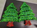 Vtg Pair of Wall Hanging Christmas Tree Decorations (13X10") Holidays Ornaments