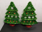 Vtg Pair of Wall Hanging Christmas Tree Decorations (13X10") Holidays Ornaments