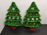 Vtg Pair of Wall Hanging Christmas Tree Decorations (13X10") Holidays Ornaments