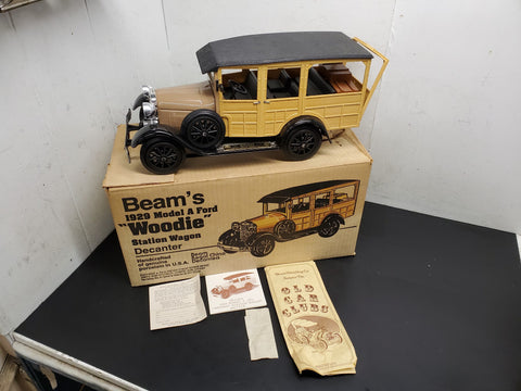 Vtg 1983 Beam's 1929 Model A Ford Woodie Station Wagon Decanter NIB Orig EMPTY