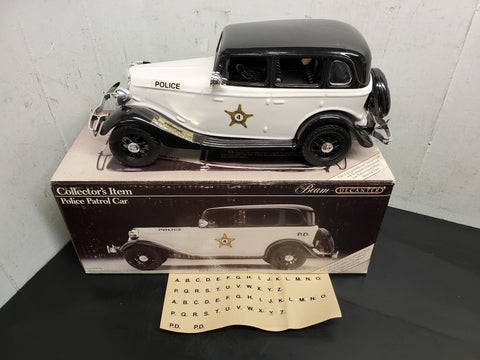 Vtg Jim Beam White Police Patrol Car Decanter EMPTY Orig Box Stickers Mint