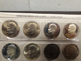 '71-'78 Lot 32 Eisenhower Dollars Uncirculated Including Proofs & Silver coins