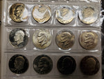 '71-'78 Lot 32 Eisenhower Dollars Uncirculated Including Proofs & Silver coins