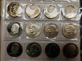 '71-'78 Lot 32 Eisenhower Dollars Uncirculated Including Proofs & Silver coins