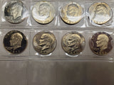 '71-'78 Lot 32 Eisenhower Dollars Uncirculated Including Proofs & Silver coins