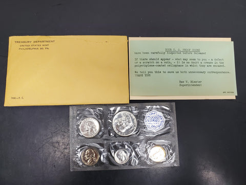 '58 United States Mint Treasury Department Proof Coin Set Authentic Note Collect