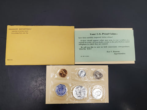 1959 United States Treasury Dept. Mint Proof Coins Set W/Note Of Authenticity