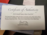 2010 United States Mint Proof Set W/Cert Auth. & Presidential $1 Coin Proof Set
