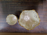 Pair Of Lenox Vases Cream W Gold Trim Eternal Hearts 6 3/4in & Rose In Bloom 4in