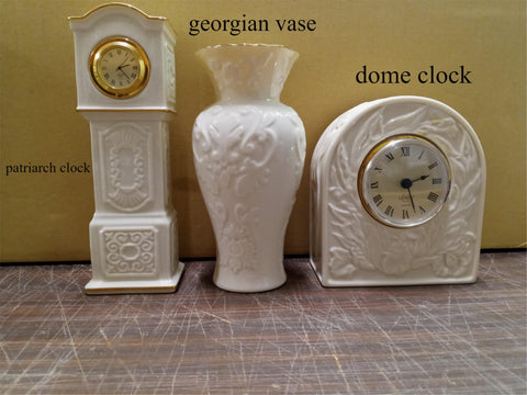 Lenox Trio Dome Mantel Shelf Clock/ Patriarch Clock & Georgian Embossed Vase