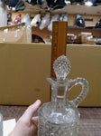 EAPG Pointed Hobnail Carafe Cruet with Stopper 9" tall  Antique Clear Glass