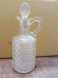 EAPG Pointed Hobnail Carafe Cruet with Stopper 9" tall  Antique Clear Glass