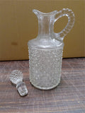 EAPG Pointed Hobnail Carafe Cruet with Stopper 9" tall  Antique Clear Glass