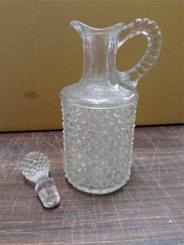 EAPG Pointed Hobnail Carafe Cruet with Stopper 9" tall  Antique Clear Glass