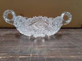 Elegant 2 Handled Nappy Clear Crystal Bowl Dish Saw Tooth Edge Vintage Imperial