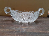 Elegant 2 Handled Nappy Clear Crystal Bowl Dish Saw Tooth Edge Vintage Imperial