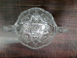 Elegant 2 Handled Nappy Clear Crystal Bowl Dish Saw Tooth Edge Vintage Imperial