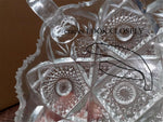 Elegant 2 Handled Nappy Clear Crystal Bowl Dish Saw Tooth Edge Vintage Imperial