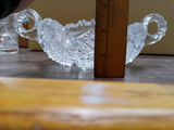 Elegant 2 Handled Nappy Clear Crystal Bowl Dish Saw Tooth Edge Vintage Imperial