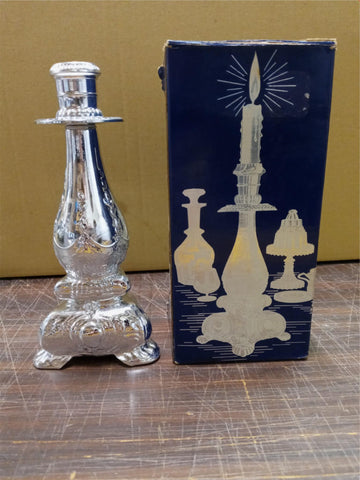 Decorative Avon Silver Finish Candlestick Cologne Bottle Roses Scent  5fl oz