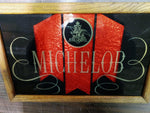 Vintage Michelob Beer Wood Framed Sign Black Gold Red Foil 17.5 in x 11.5 in