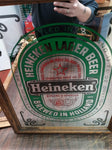 Heineken Beer Bar Wall Decoration Mirrored Wood Framed Sign 23.5 in x 19.5 in