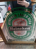 Heineken Beer Bar Wall Decoration Mirrored Wood Framed Sign 23.5 in x 19.5 in