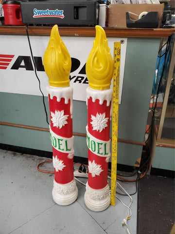 Vtg 40"Pair of Noel Xmas Candles Empire Blow Christmas Holiday Yard/Patio Décor